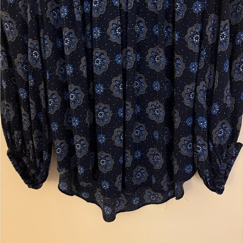 Maeve Midnight Blue Patterned Blouse